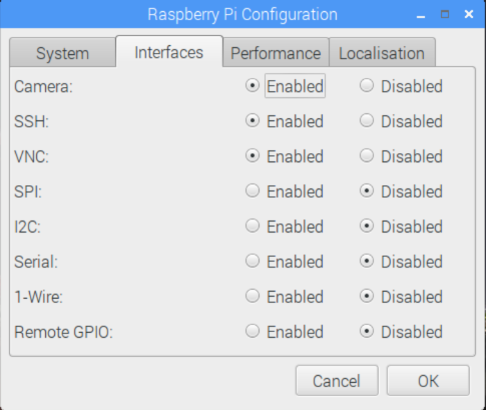 Raspberry Pi Config: Interfaces