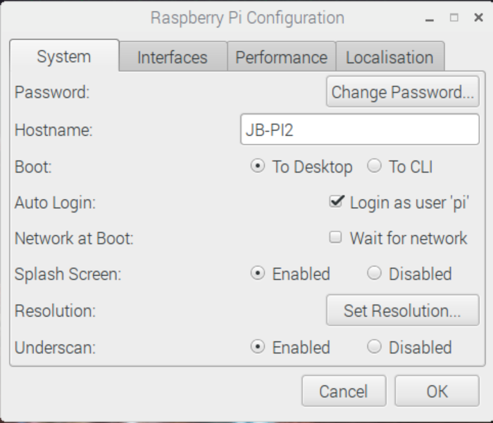 Raspberry Pi Config: System