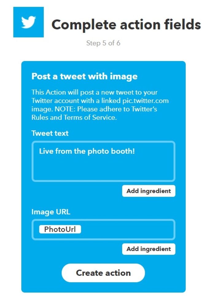 Complete action fields
