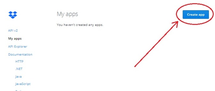 Click the 'Create app' button