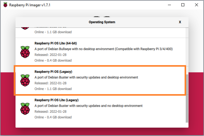 Installing Raspberry Pi OS Legacy (Buster)